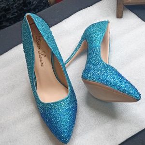 Lauren Lorraine Blue Glitter Pumps
